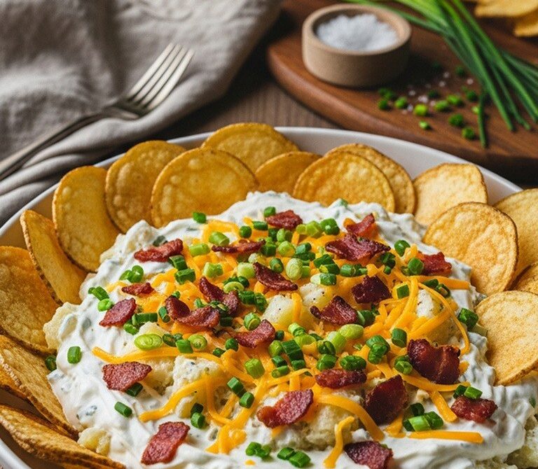 Loaded Baked Potato Dip with Bacon and Cheddar