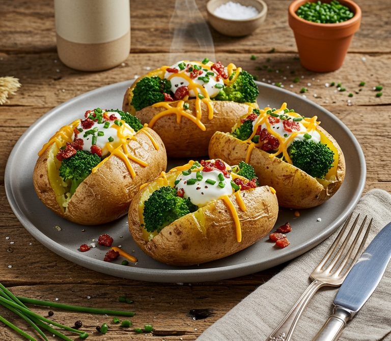 Loaded Baked Potatoes with Broccoli and Bacon