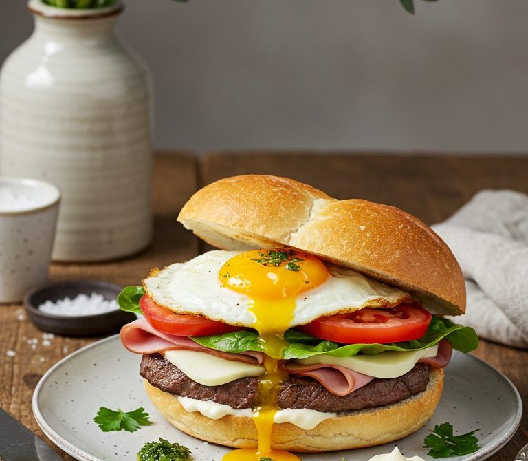 Lomito Completo Sandwich with Runny Fried Egg