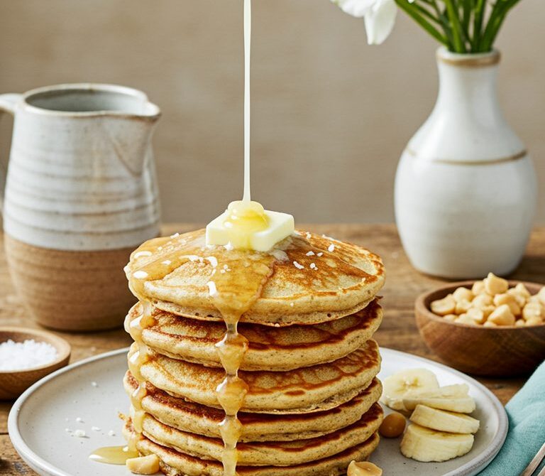 Macadamia Nut Pancakes with Coconut Syrup