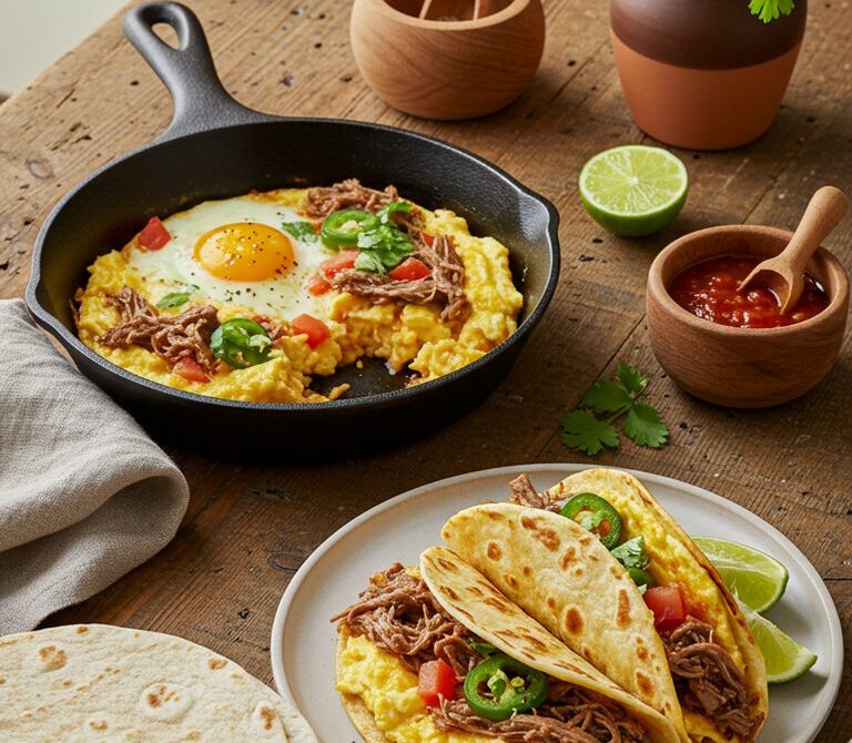 Machacado con Huevo Breakfast Tacos with Lime