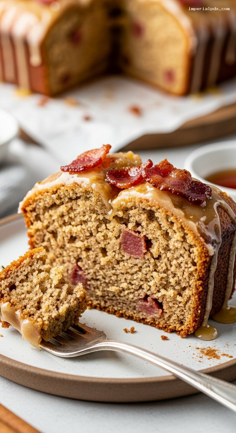 Maple Bacon Breakfast Loaf with Cinnamon and Maple Syrup – Closeup