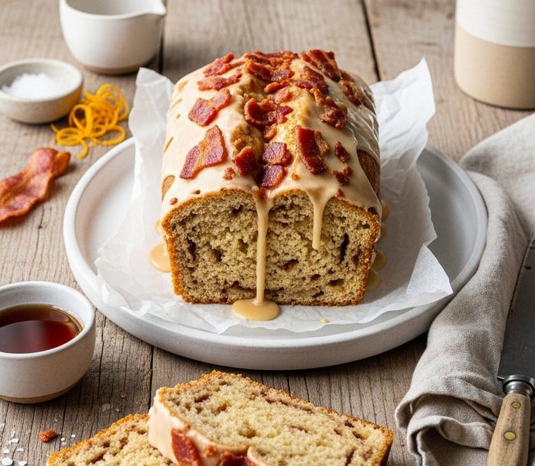 Maple Bacon Breakfast Loaf with Cinnamon and Maple Syrup