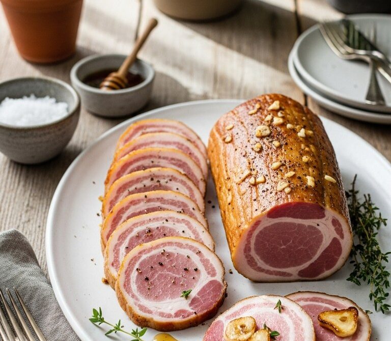 Maple Garlic Back Bacon From Cured Pork Loin
