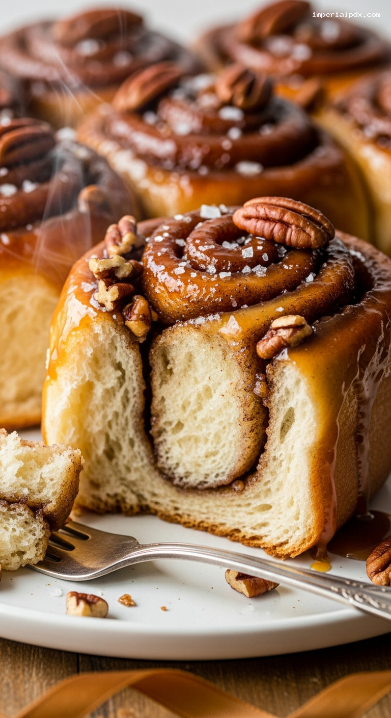 Maple Pecan Sticky Buns with Caramel Glaze – Closeup