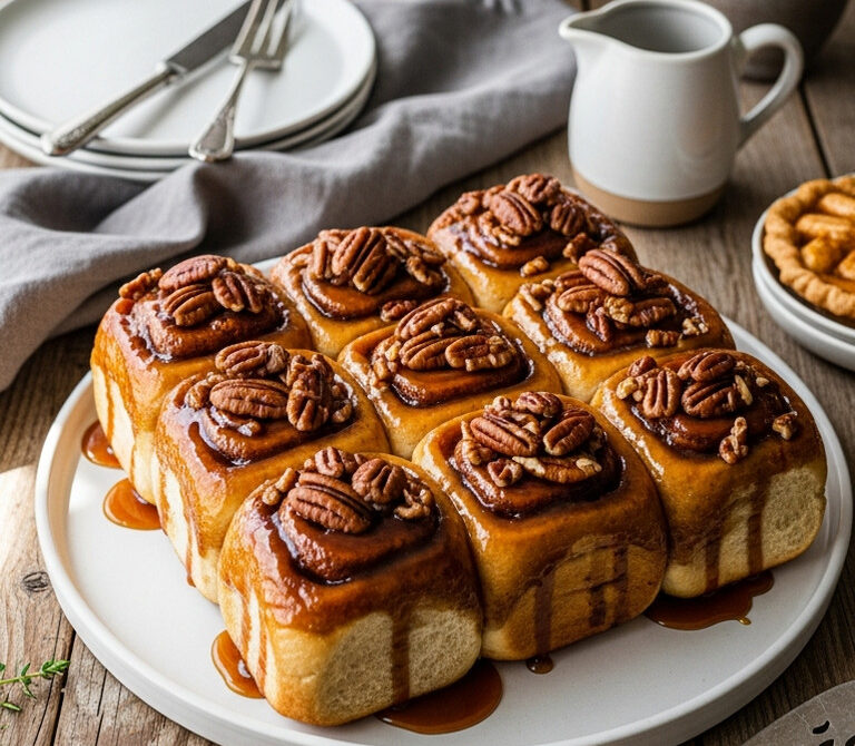 Maple Pecan Sticky Buns with Caramel Glaze
