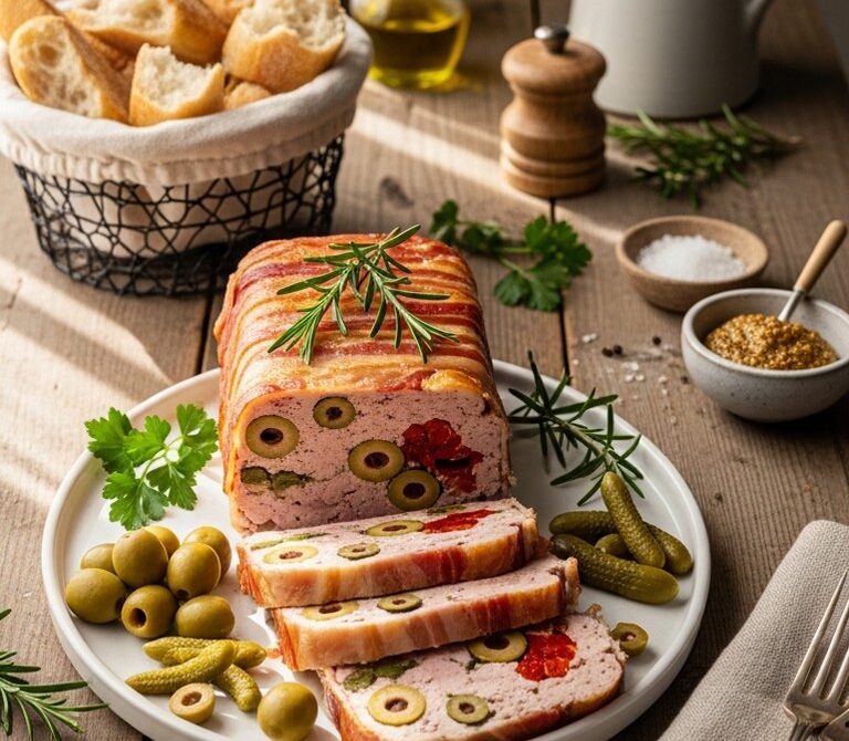 Mediterranean Goat Terrine With Olives, Peppers, and Herbs