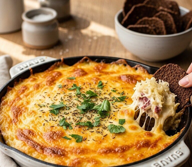 Melty Reuben Dip with Corned Beef and Swiss