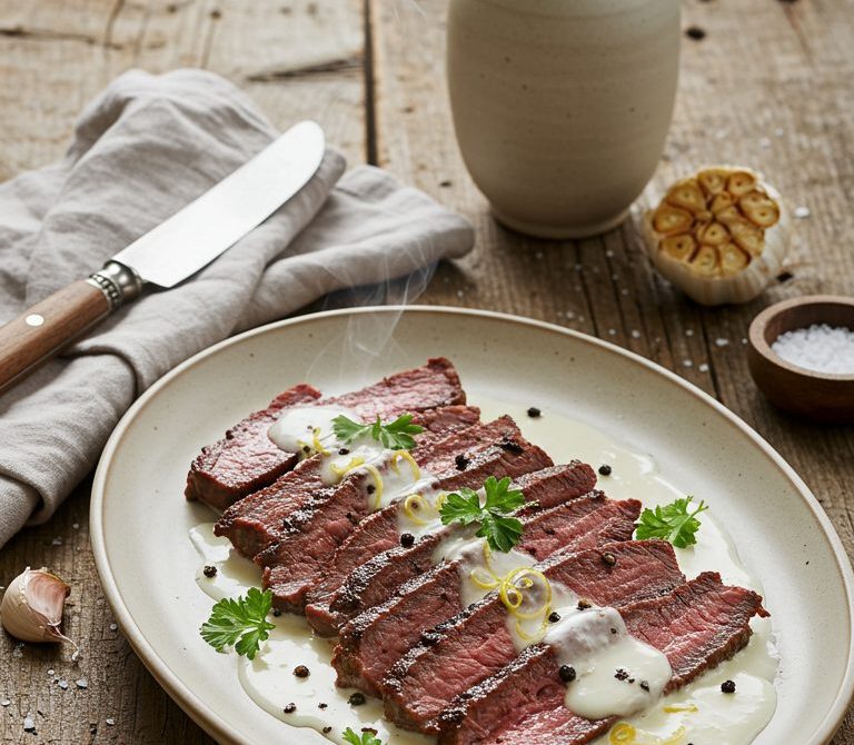 Milk-Braised Matambre with Garlic and Bay