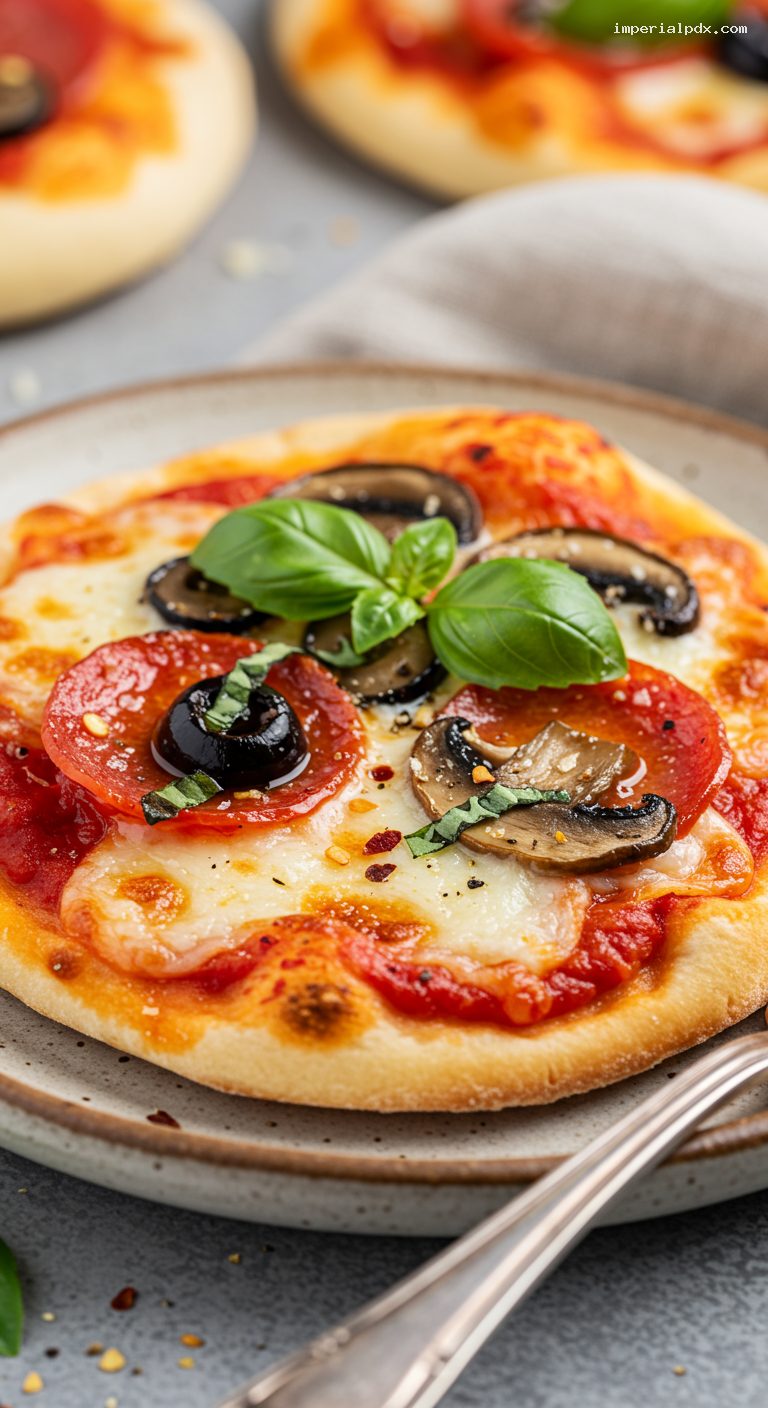 Mini Naan Pizzas with Zippy Tomato Sauce – Closeup