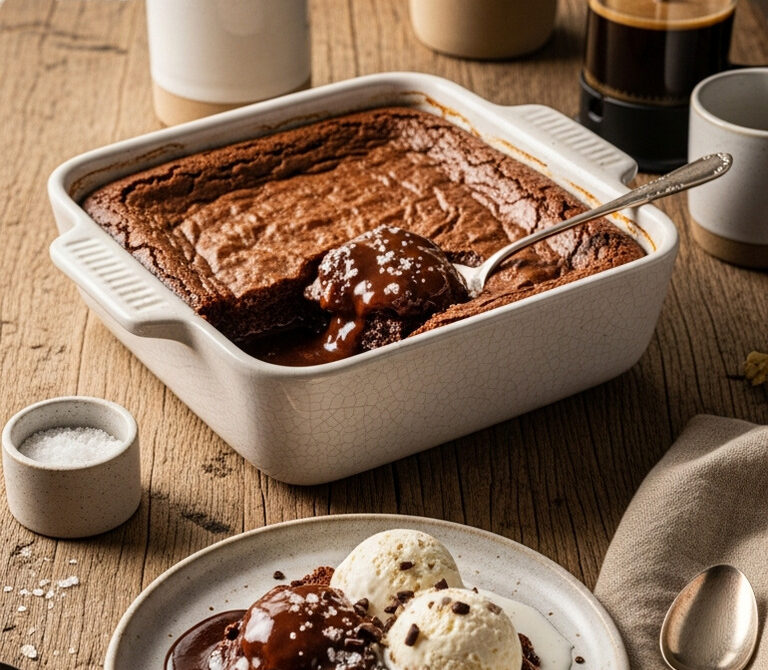 Mocha Brownie Pudding with Gooey Espresso Center