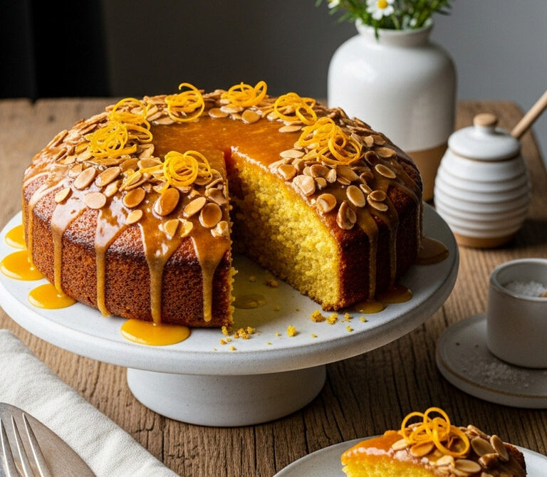 Moist Orange Polenta Cake with Almonds