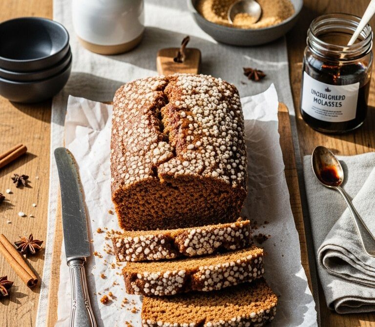 Molasses Gingerbread Loaf with Crackly Sugar Top