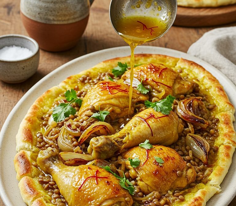 Moroccan Rfissa with Saffron Chicken and Lentils