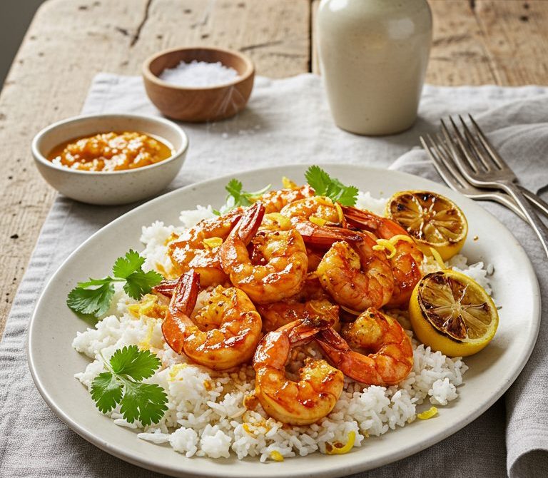 Mozambican Piri-Piri Prawns with Coconut Rice