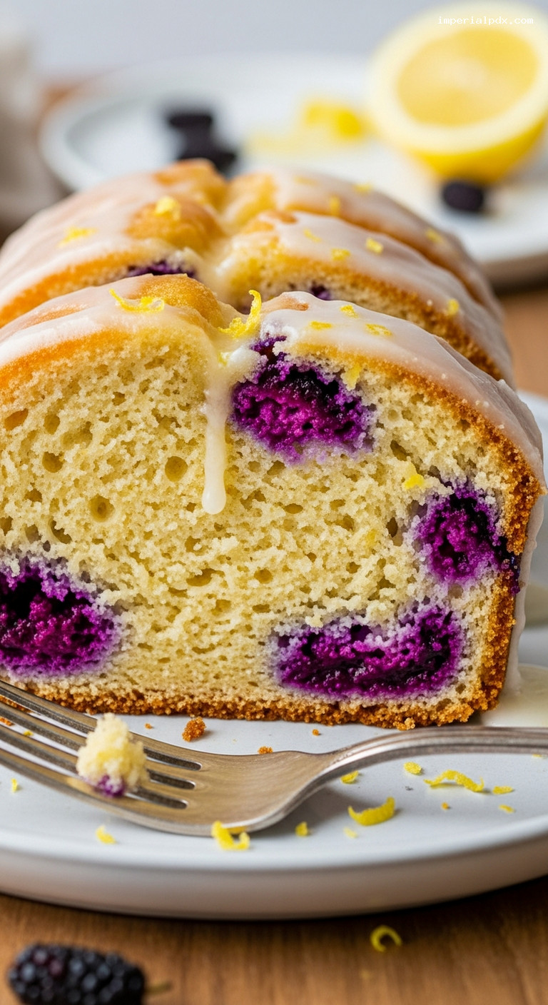 Mulberry Lemon Ricotta Bread – Closeup