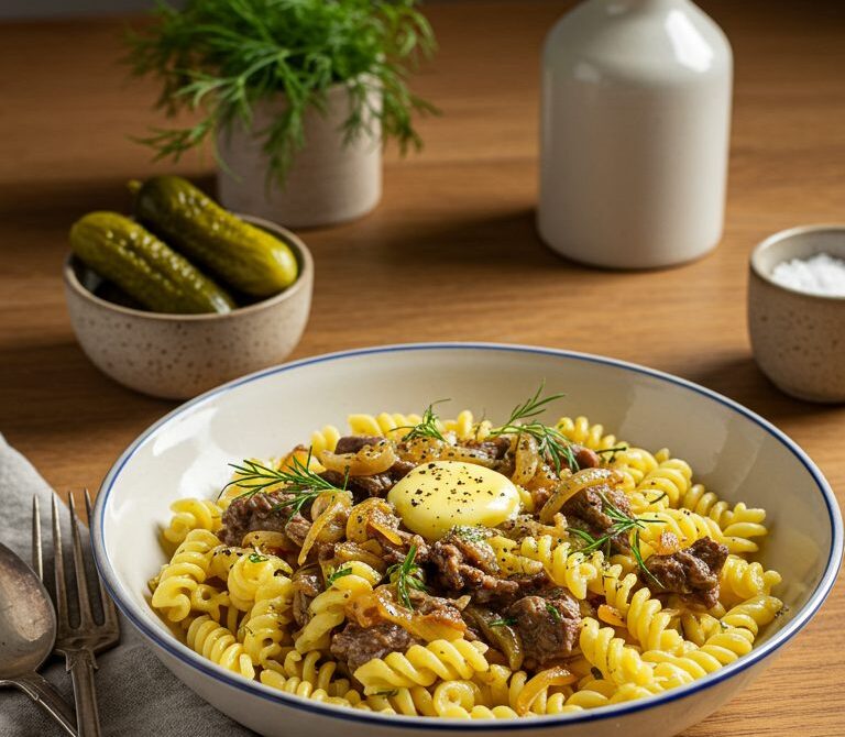 Navy-Style Pasta with Ground Meat and Onions