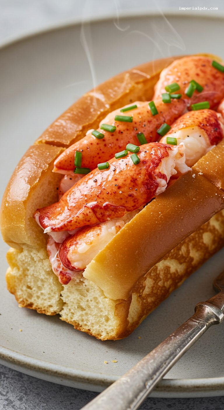 New England Lobster Roll with Lemon Butter and Chives – Closeup