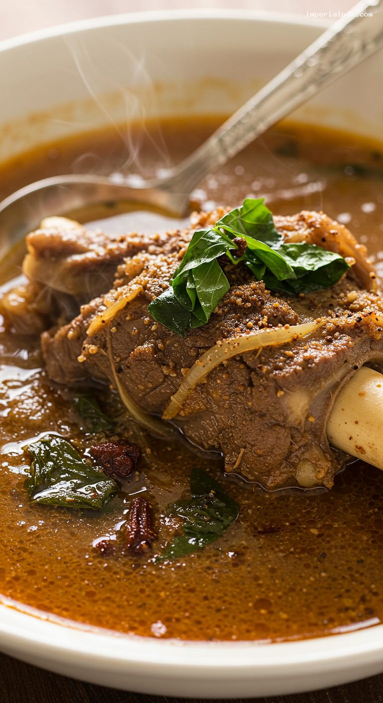 Nigerian Pepper Soup with Scent Leaves – Closeup