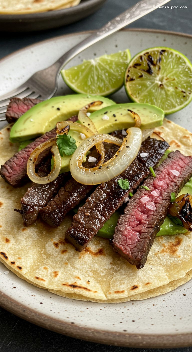 Ninfa’s-Style Tacos al Carbón with Skirt Steak – Closeup