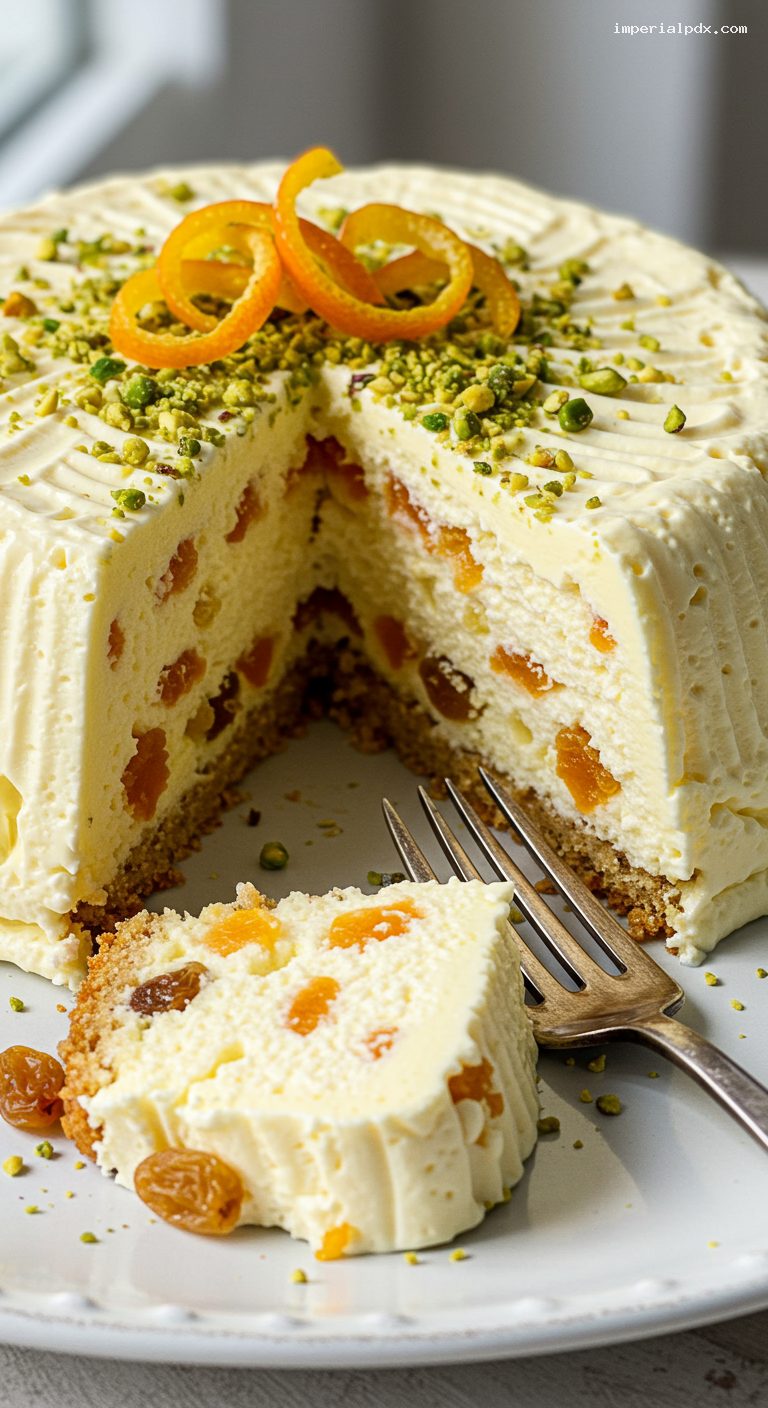 No-Bake Tvorozhnaya Paskha with Candied Fruit – Closeup