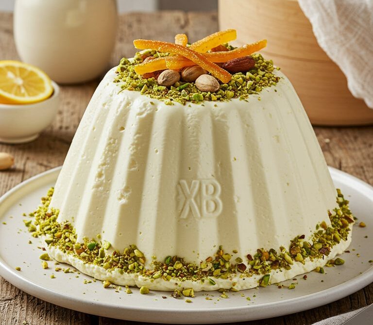 No-Bake Tvorozhnaya Paskha with Candied Fruit