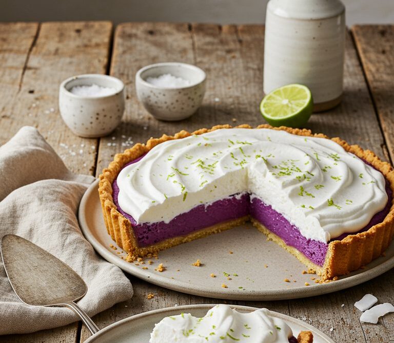 Okinawan Sweet Potato Haupia Pie with Whipped Cream