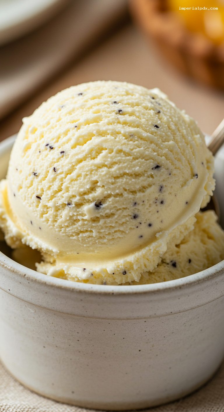 Old-Fashioned Vanilla Churn Ice Cream – Closeup