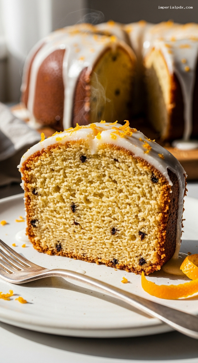 Orange Clove Pound Cake with Orange Glaze – Closeup