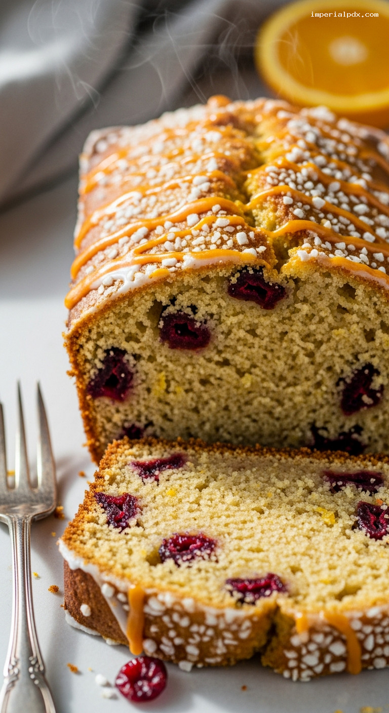 Orange Cranberry Cornmeal Loaf for Breakfast or Tea – Closeup