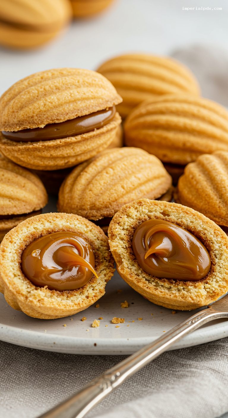 Oreshki with Caramelized Condensed Milk Filling – Closeup