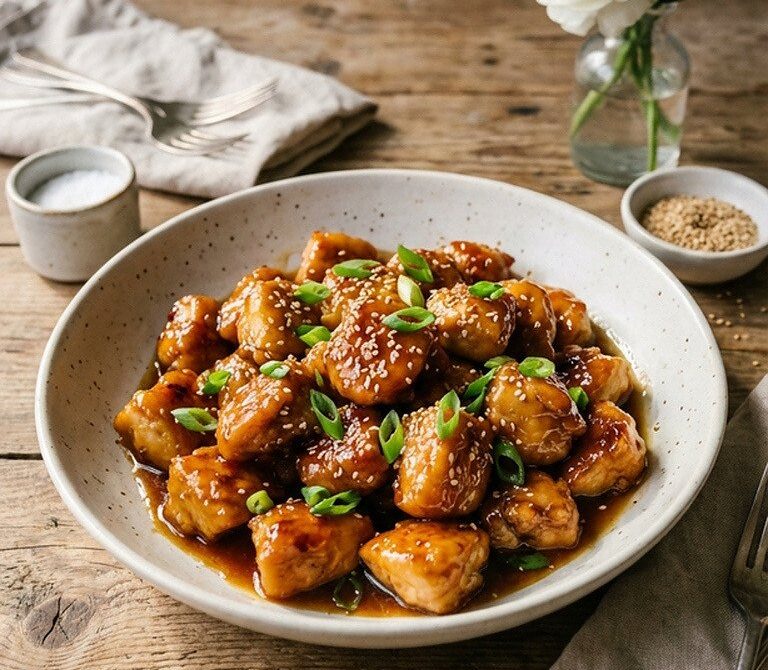 Pan-Seared Sticky Honey Garlic Chicken Bites