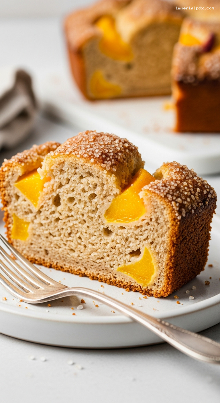 Peach Vanilla Buttermilk Bread with Sugar Crust – Closeup