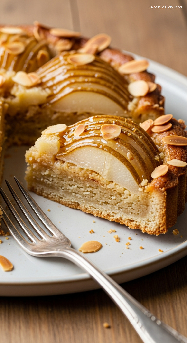 Pear and Almond Frangipane Tart – Closeup