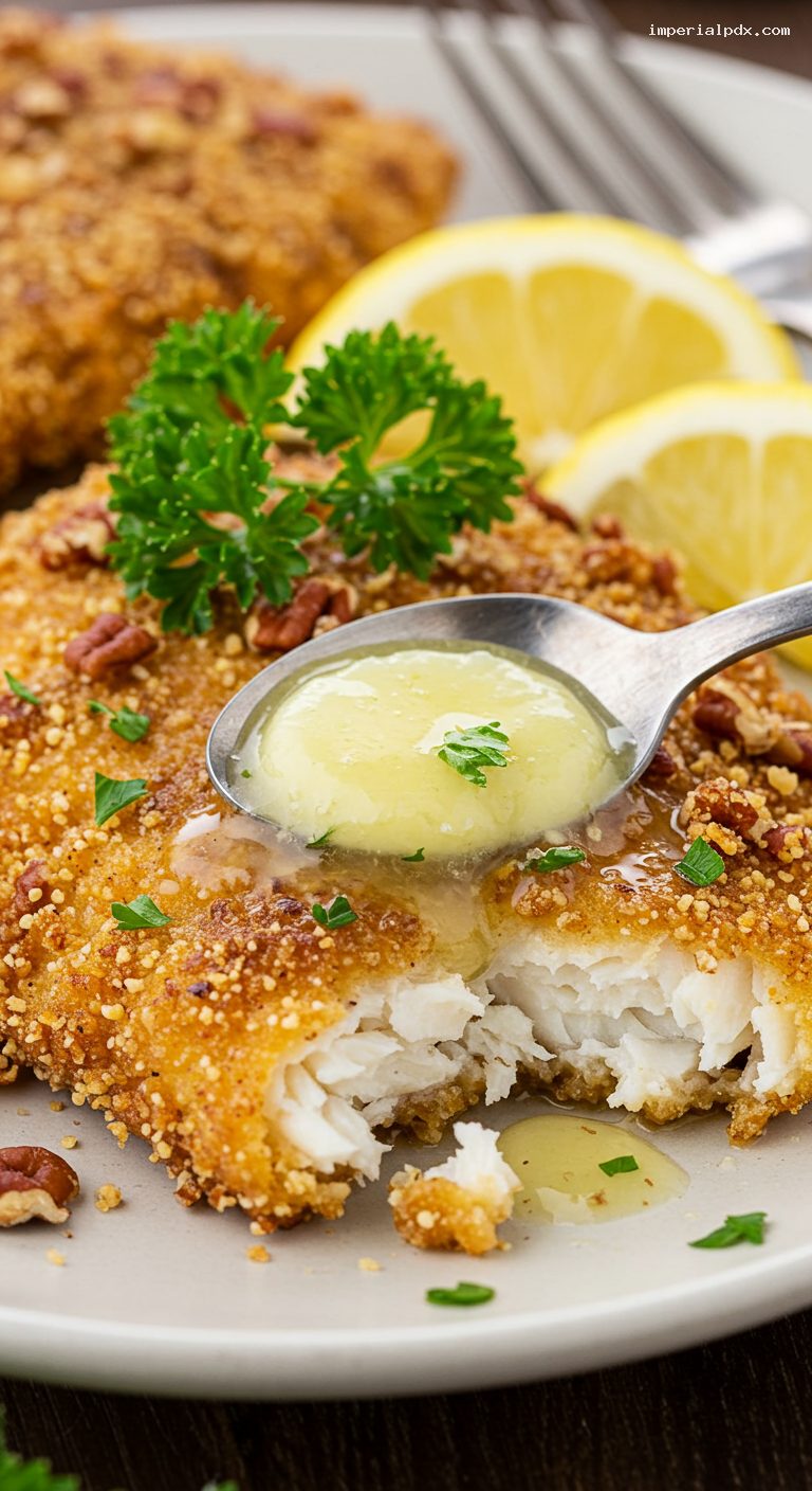 Pecan-Crusted Catfish with Lemon Butter – Closeup