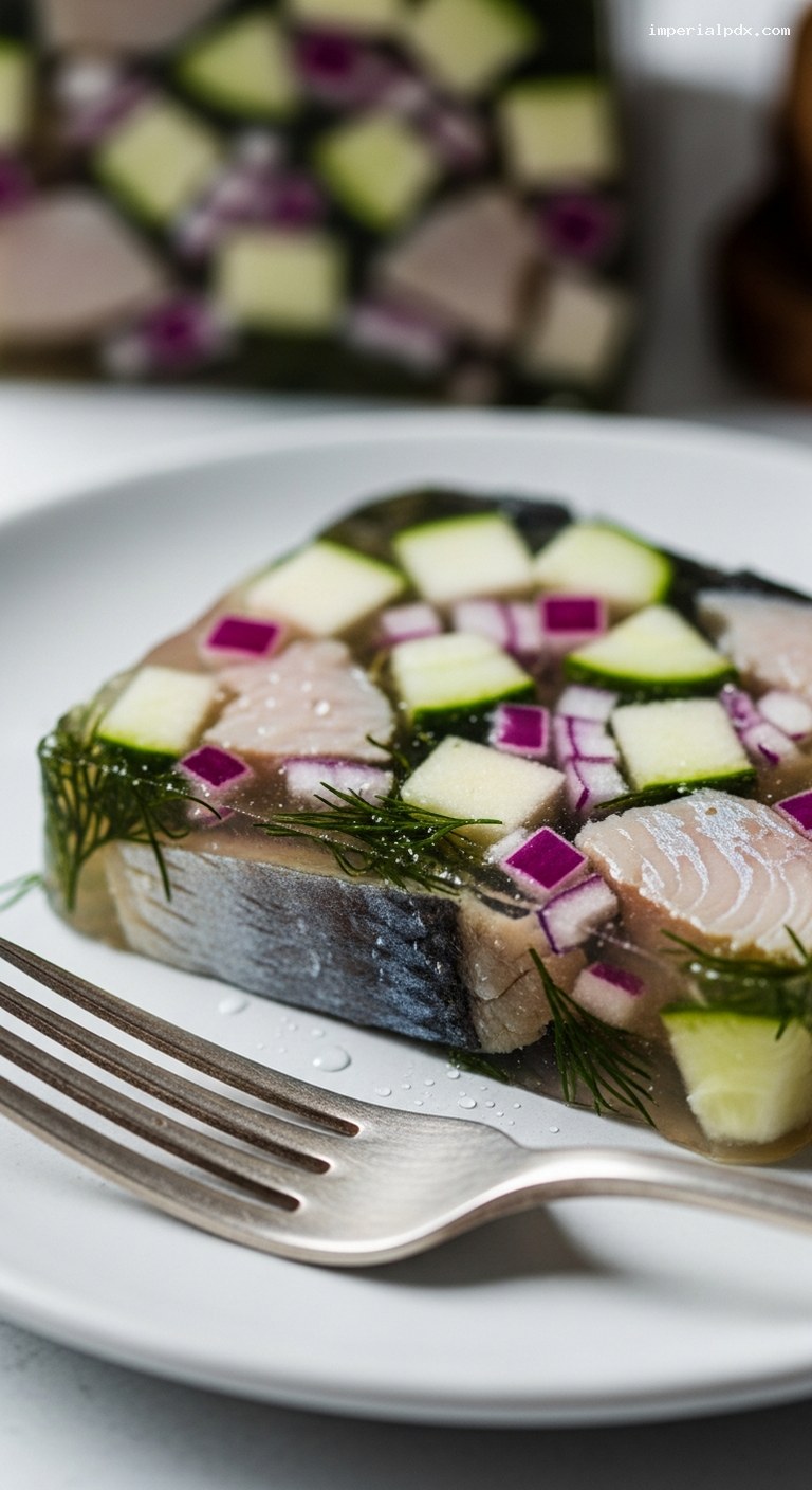Pickled Herring Terrine (Scandinavian-Style Cold Cut) – Closeup