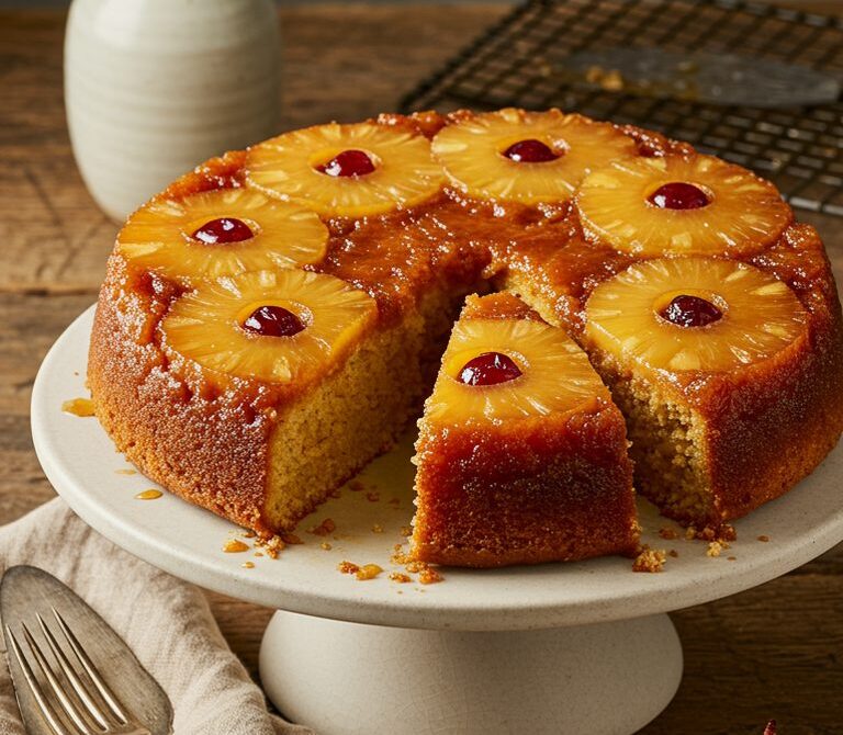 Pineapple Upside-Down Cake with Caramelized Fruit