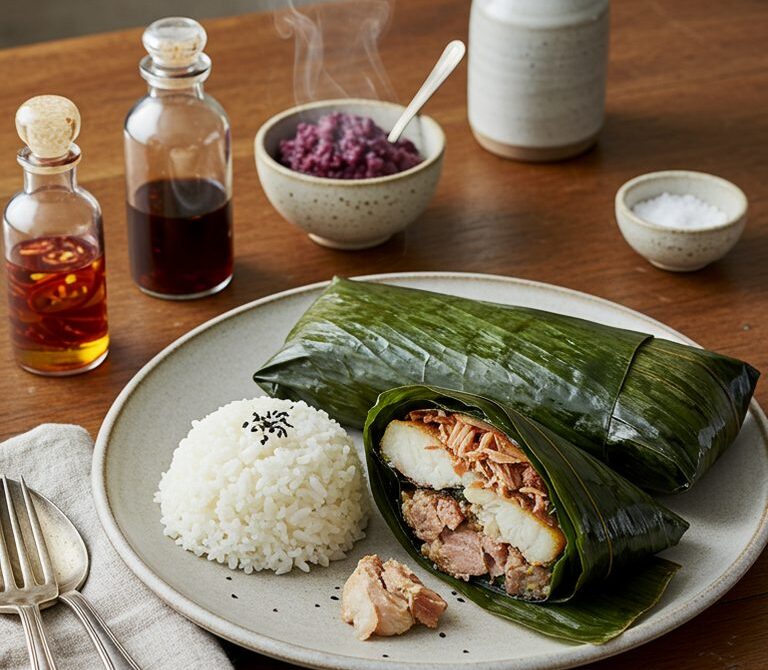 Pork and Butterfish Lau Lau with Lu‘au Leaves