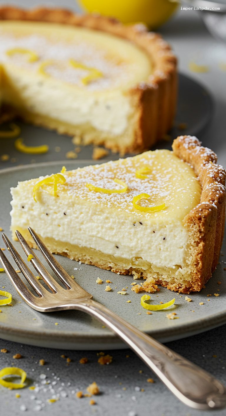 Porteña Ricotta Tart with Lemon and Vanilla – Closeup