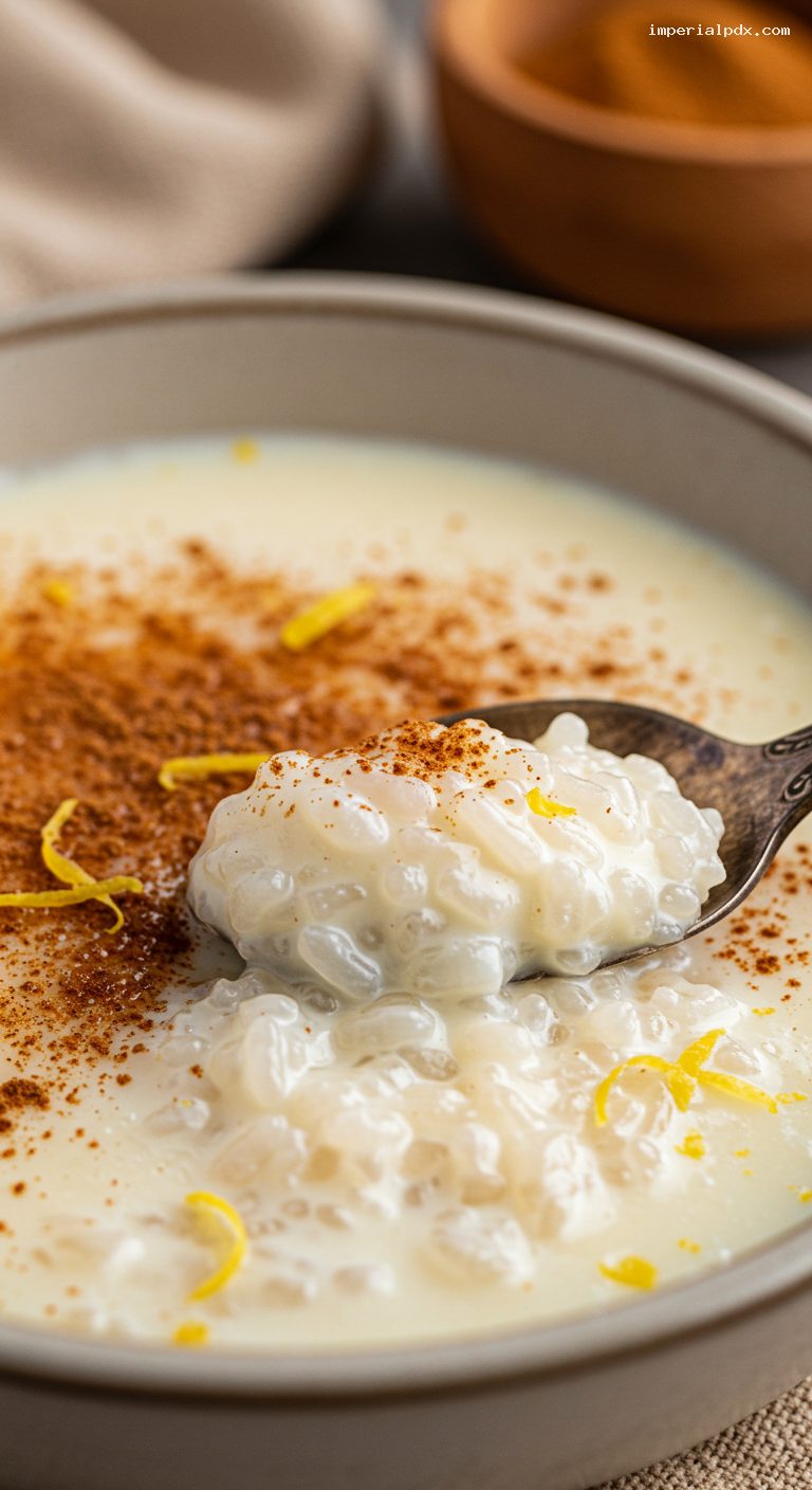 Porteño Arroz con Leche (Creamy Rice Pudding) – Closeup