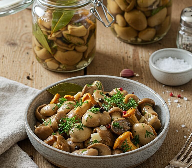 Quick-Marinated Forest Mushrooms with Garlic and Dill