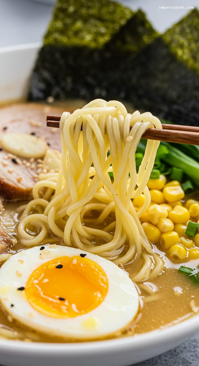 Quick Weeknight Miso Ramen with Garlicky Chicken Broth – Closeup