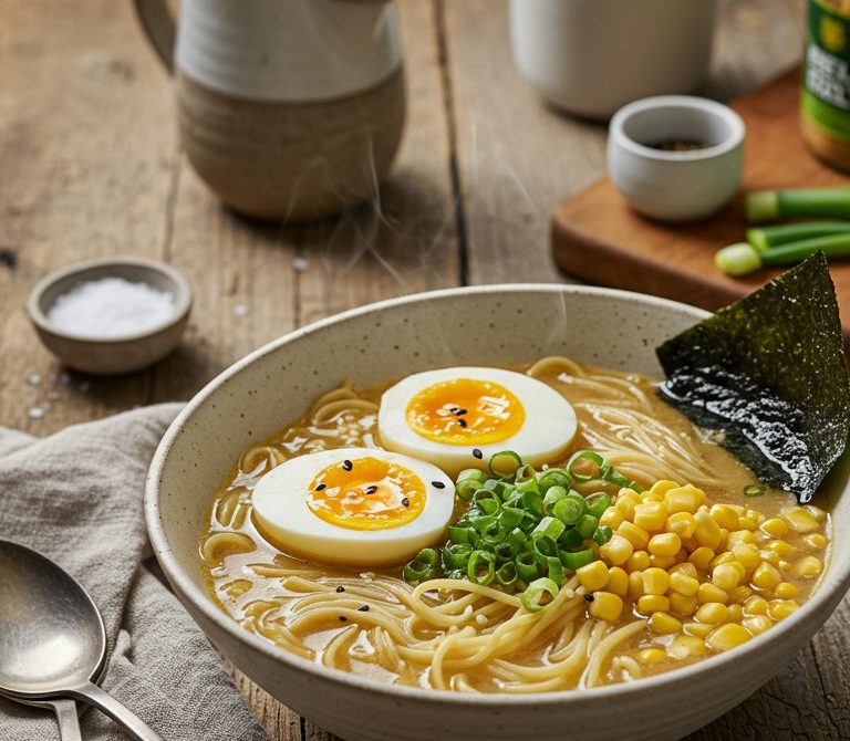 Quick Weeknight Miso Ramen with Garlicky Chicken Broth