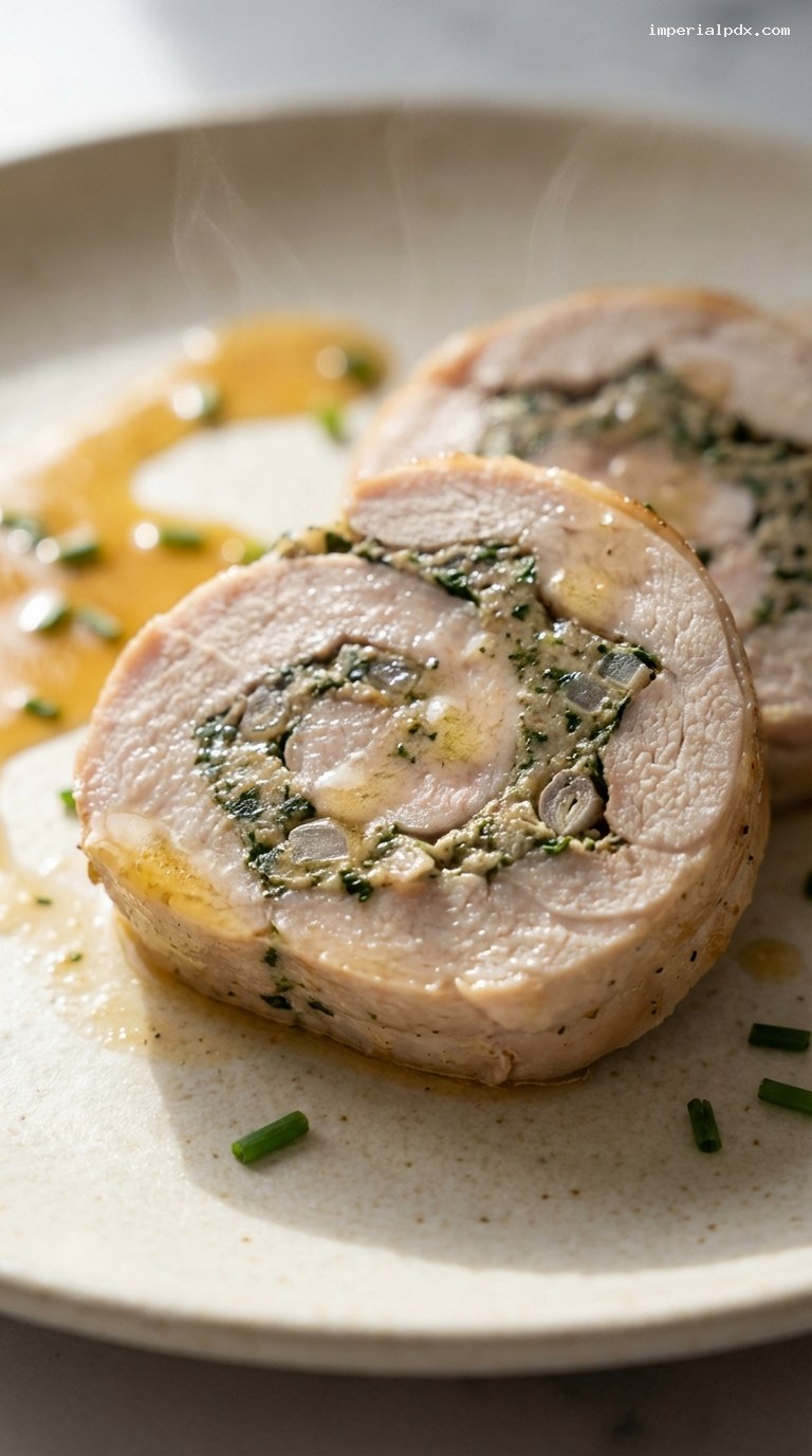 Rabbit and Herb Ballotine with Delicate Game Flavor – Closeup