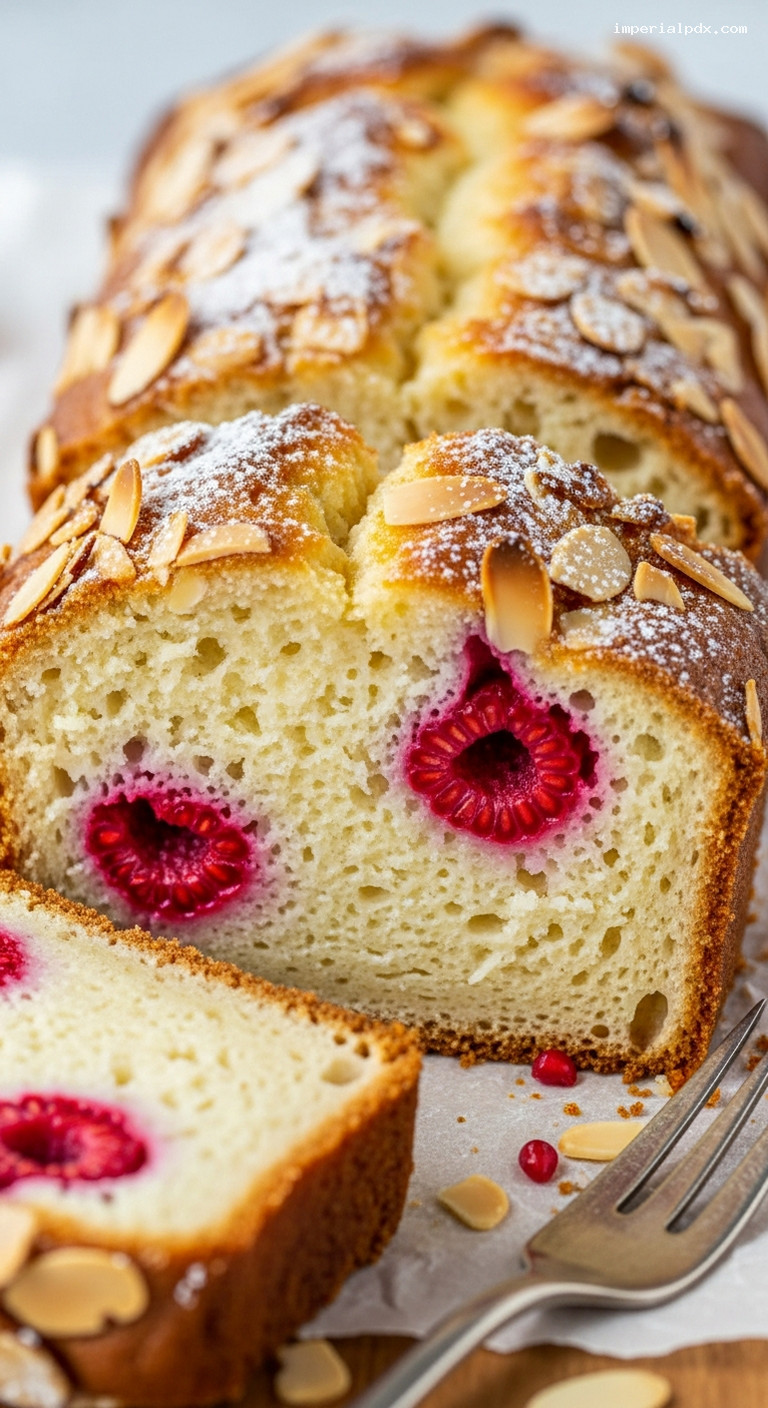 Raspberry Almond Ricotta Loaf Cake – Closeup