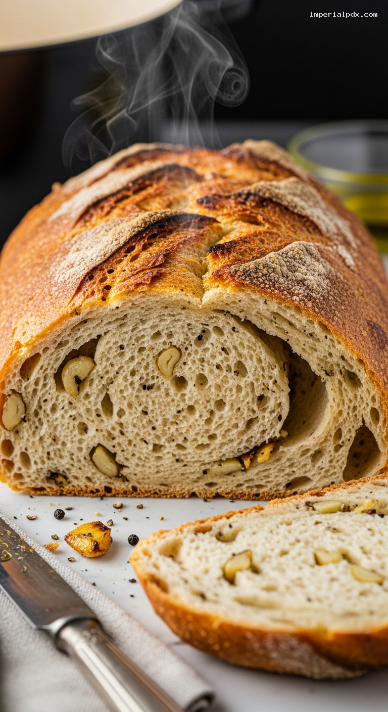 Roasted Garlic and Black Pepper Loaf – Closeup