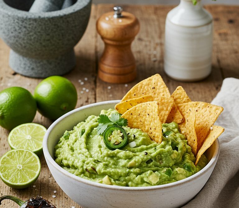 Roasted Jalapeño Guacamole with Warm Tortilla Chips