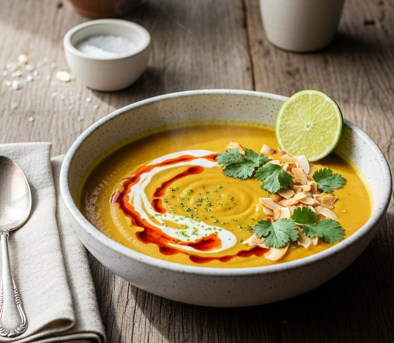 Roasted Sweet Potato Coconut Curry Soup