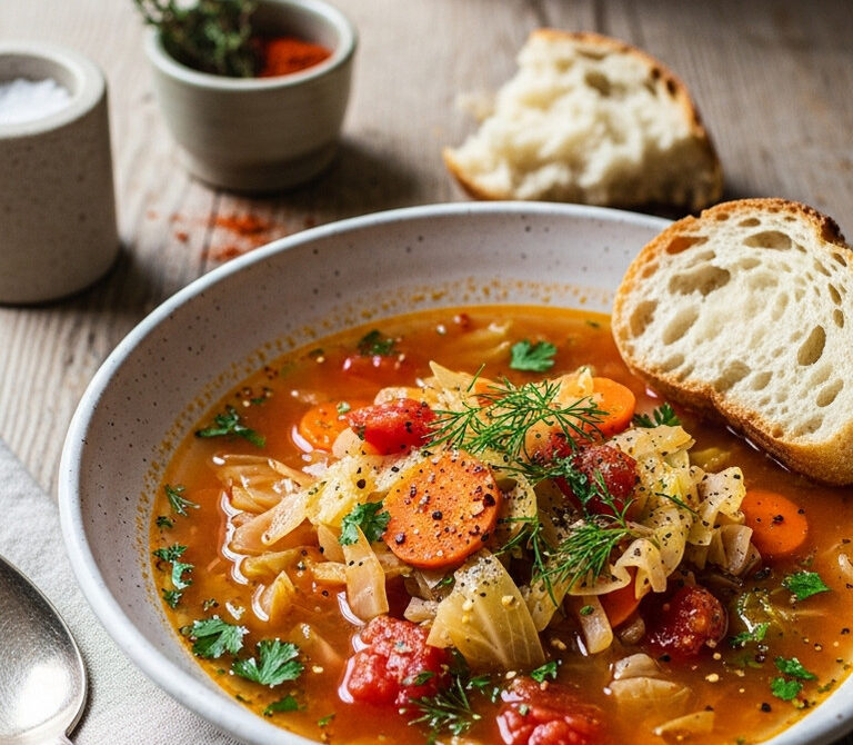 Rustic Cabbage and Tomato Soup with Paprika