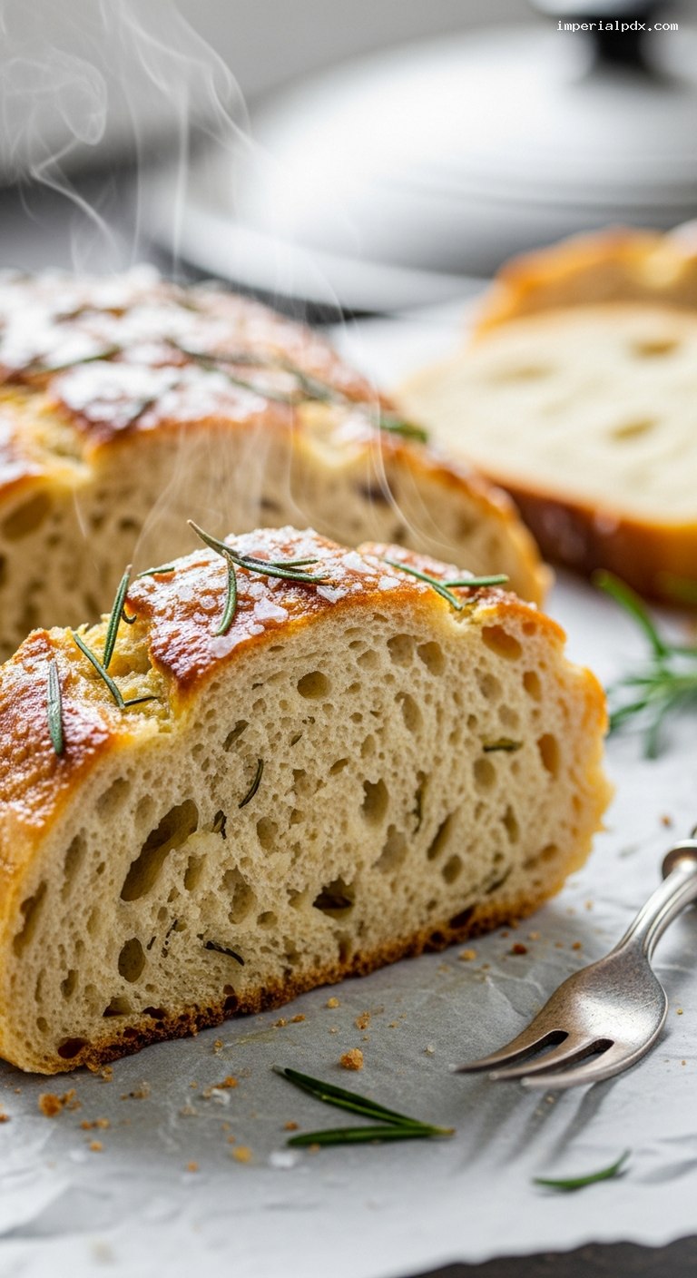 Rustic Rosemary Potato Bread with Sea Salt – Closeup